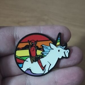 Deadpool Riding A Unicorn Pin